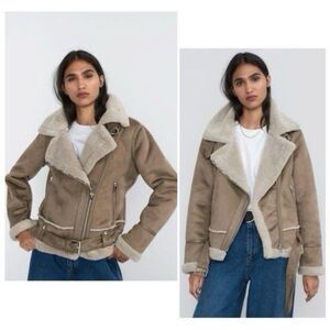 Women's Tan Shearling Jacket